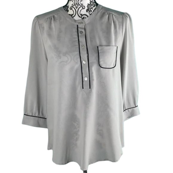 Daniel Rainn Two Toned Partial Button Down Lightweight Fashion Blouse Top M - Picture 1 of 8
